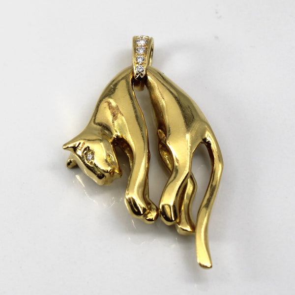 Yellow Gold Panther Pendant with Diamonds | 0.18ctw |