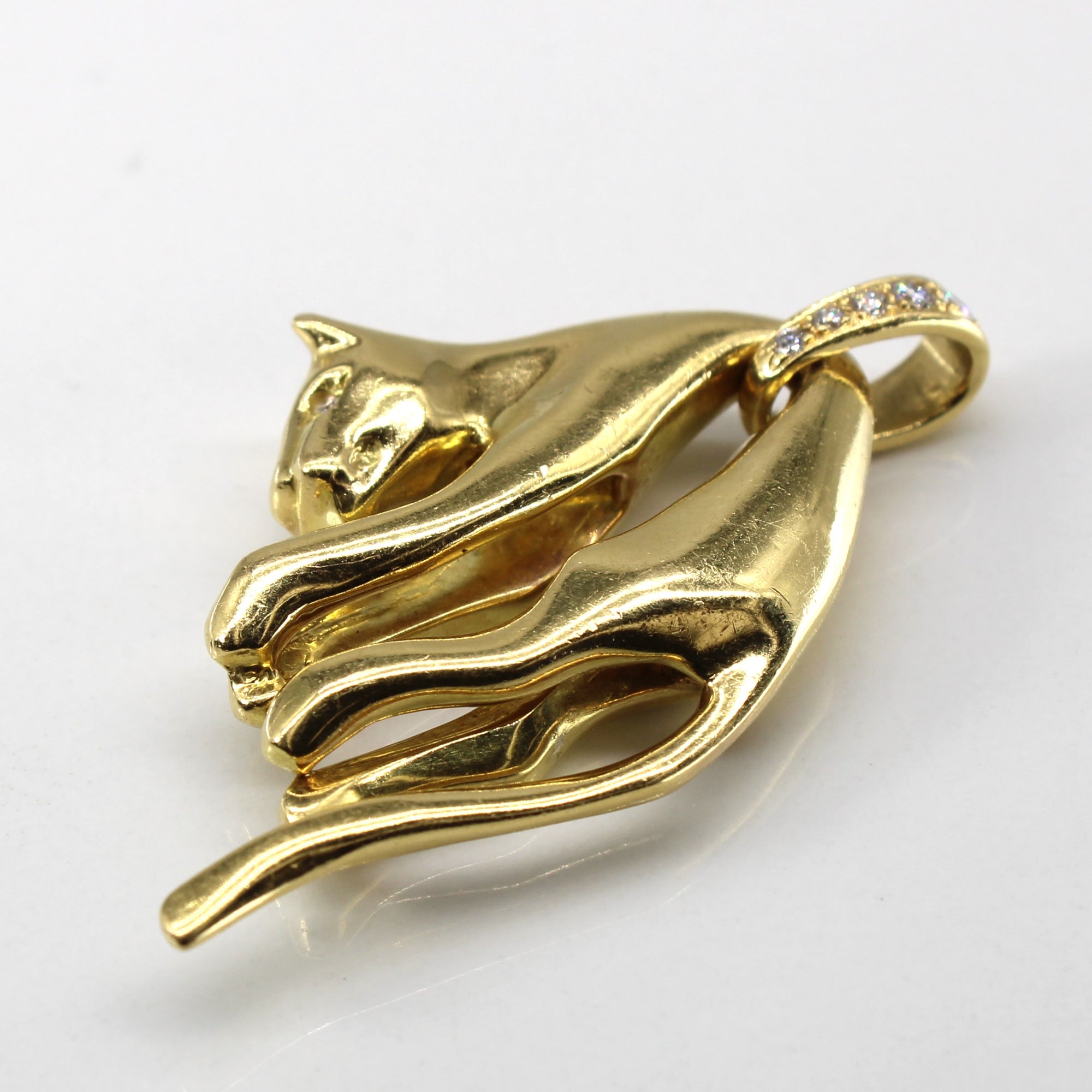 Yellow Gold Panther Pendant with Diamonds | 0.18ctw |