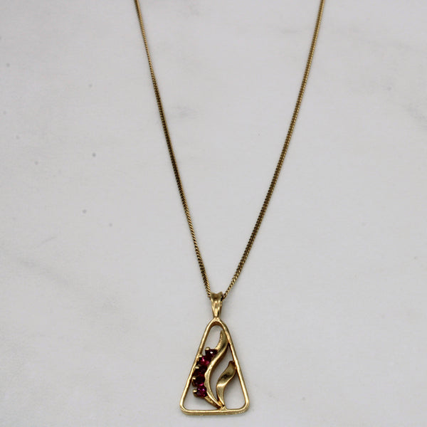 Ruby Triangular Pendant Necklace | 0.15ctw | 16
