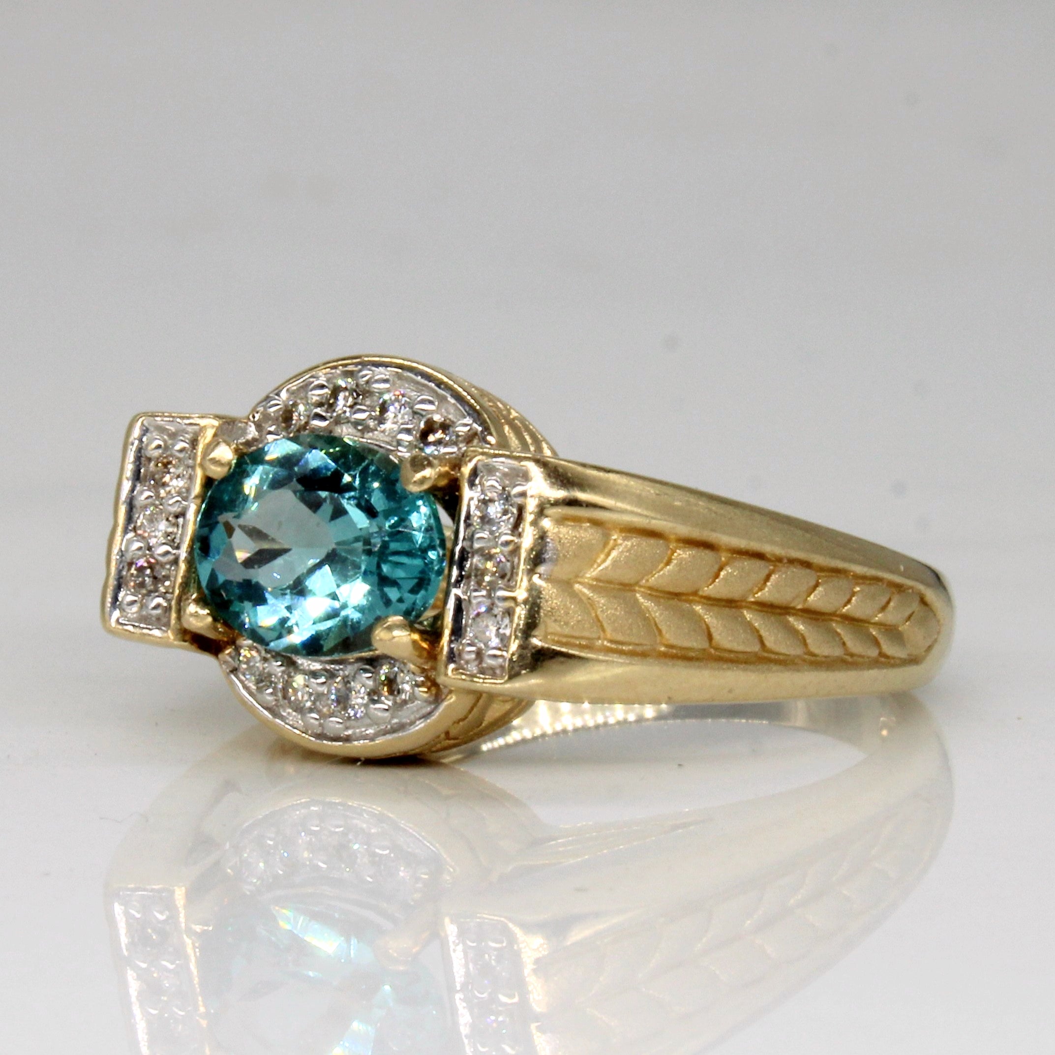 Bague cocktail en tourmaline Paraiba et diamants | 1,40 ct, 0,10 ct au total | Taille 7,75 | 