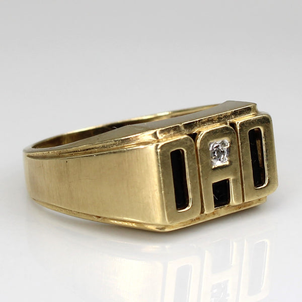 Diamond and Onyx 'Dad' 10k Ring | 0.01ctw, 1ctw | SZ 9.75 |