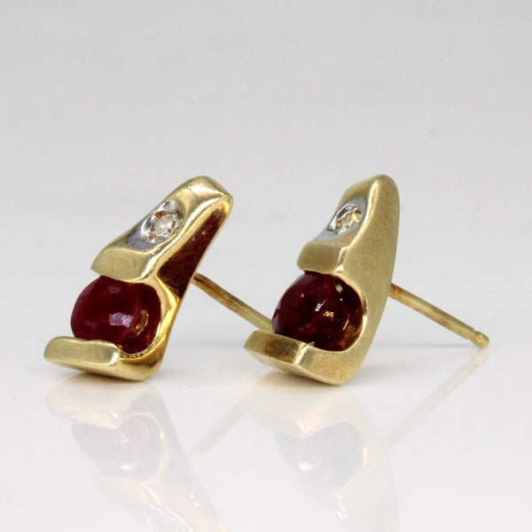 Ruby & Diamond Earrings | 0.50ctw, 0.02ctw |