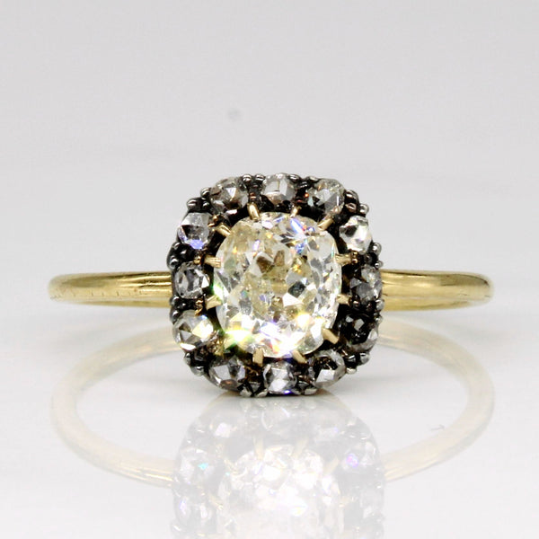 Victorian Old Mine & Rose Cut Diamond Halo Ring | 1.10ctw | SZ 6.5 |