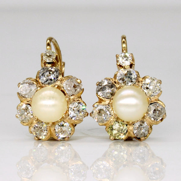 *Diamond & Pearl Hoop Earrings | 1.60ctw |