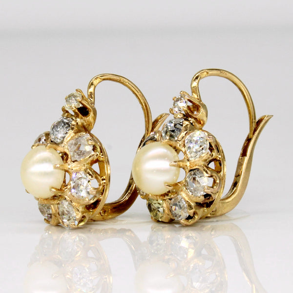 *Diamond & Pearl Hoop Earrings | 1.60ctw |
