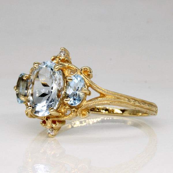 Aquamarine & Diamond Cocktail Ring | 1.70ctw, 0.02ctw | SZ 8.75 |