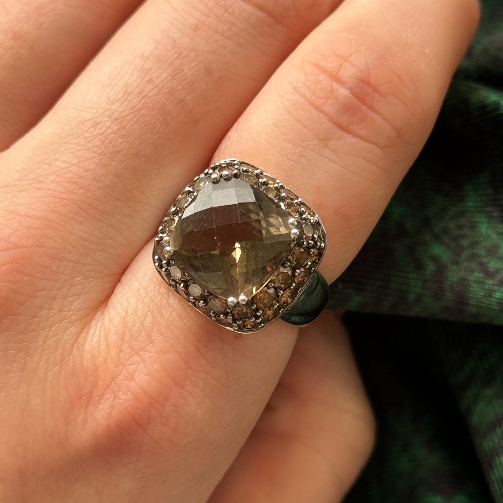 Smoky Quartz & Brown Diamond Cocktail Ring | 4.80ct, 1.98ctw | SZ 6.25 |