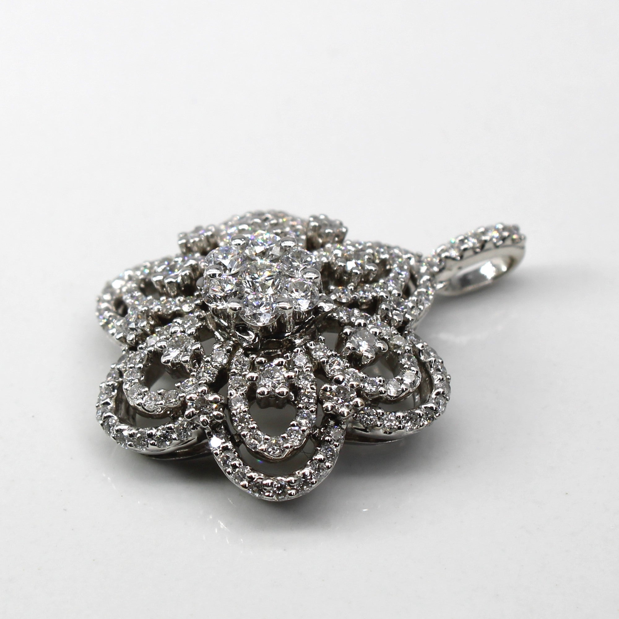 Cluster Diamond Floral Design Pendant | 1.25ctw |