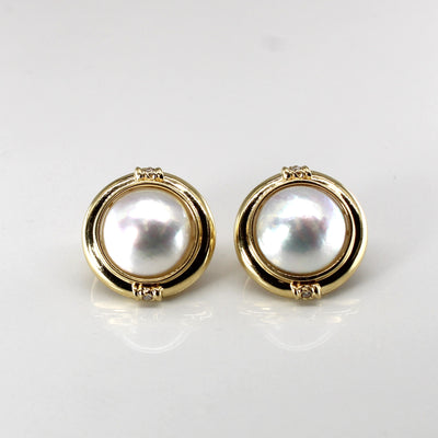 Mabé Pearl & Diamond Earrings | 0.04ctw |