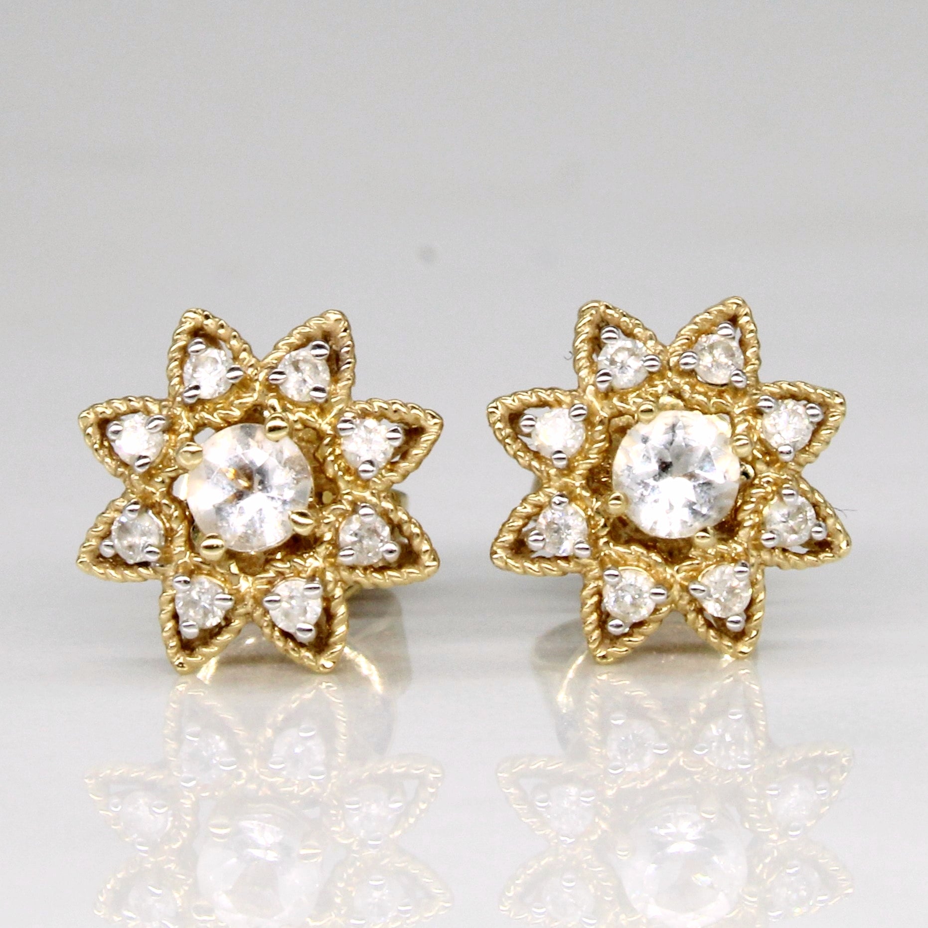 Colourless Topaz & Diamond Earrings | 0.20ctw, 0.11ctw |