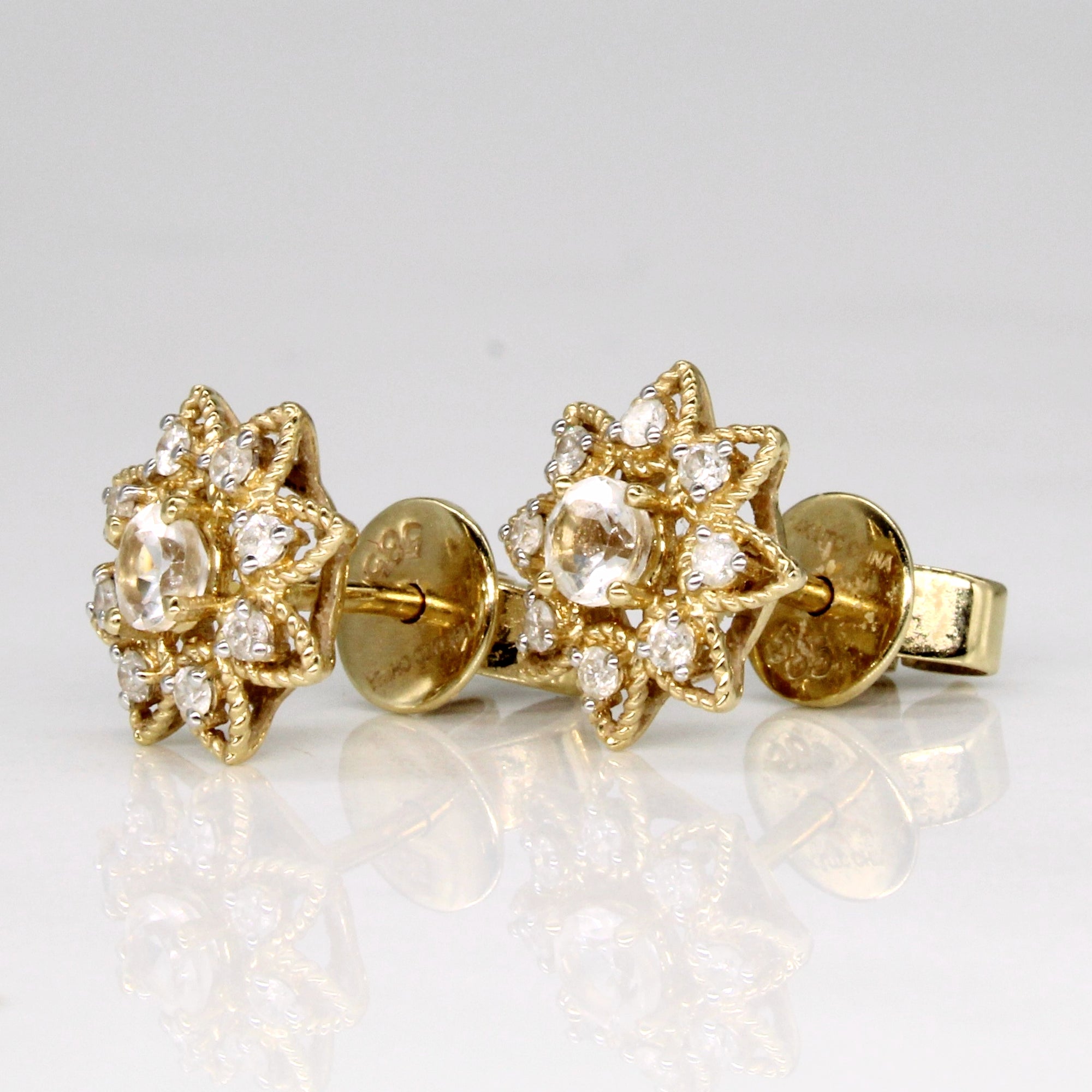 Colourless Topaz & Diamond Earrings | 0.20ctw, 0.11ctw |