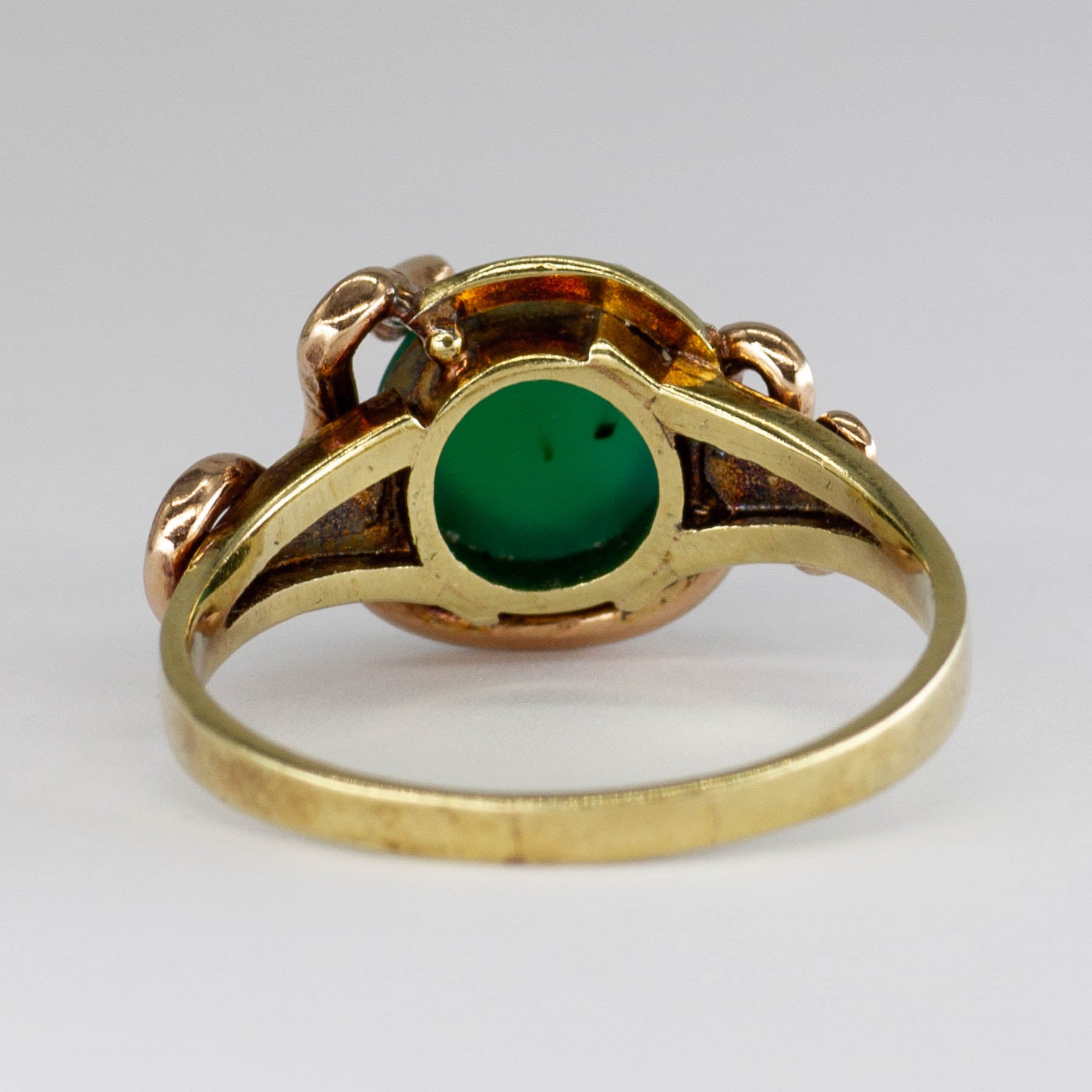 Antique Victorian Chrysoprase Cabochon Snake 14k Ring | 1.8ctw | SZ 7.5 |
