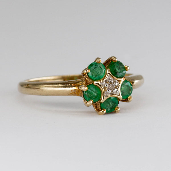 Vintage Emerald and Diamond Cluster 10k Ring | 0.5ctw, 0.01ct | SZ 7 |