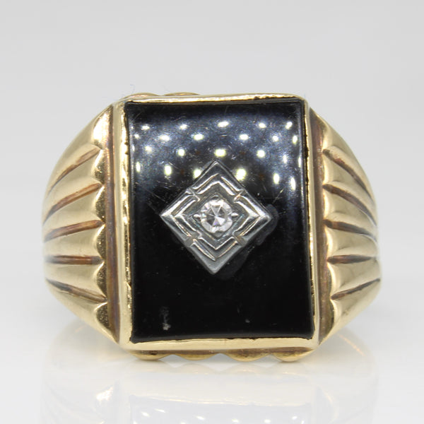 Onyx & Diamond Ring | 6.50ct, 0.03ct | SZ 11.25 |
