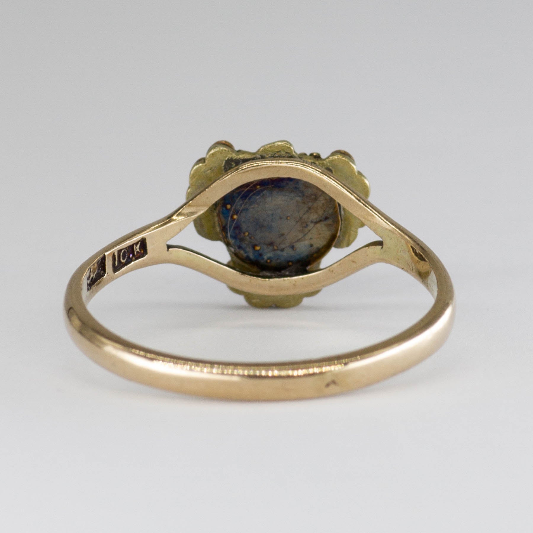 Antique Simulant Pearl and Glass Hallmarked 10k Ring | SZ 7.25 |