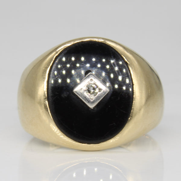 Onyx & Diamond Cocktail Ring | 3.25ct, 0.02ct | SZ 7 |