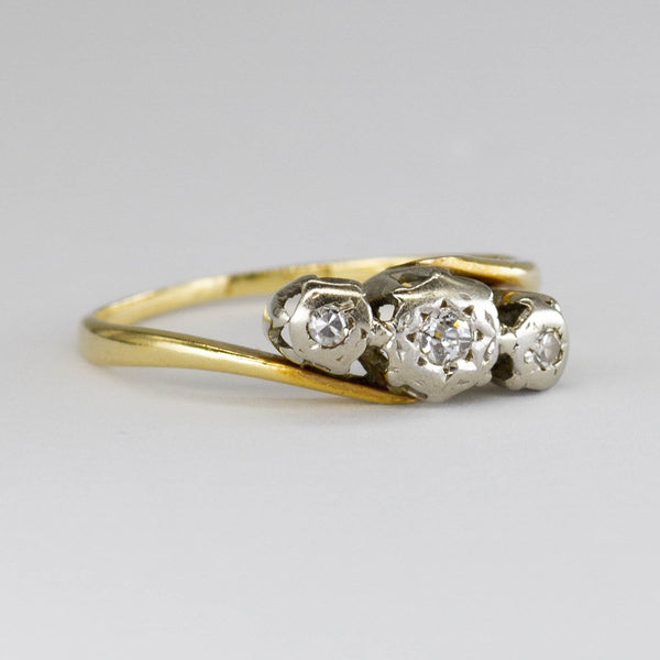 Edwardian Old European Three Stone Diamond 18k Ring | 0.06ctw | SZ 4 |