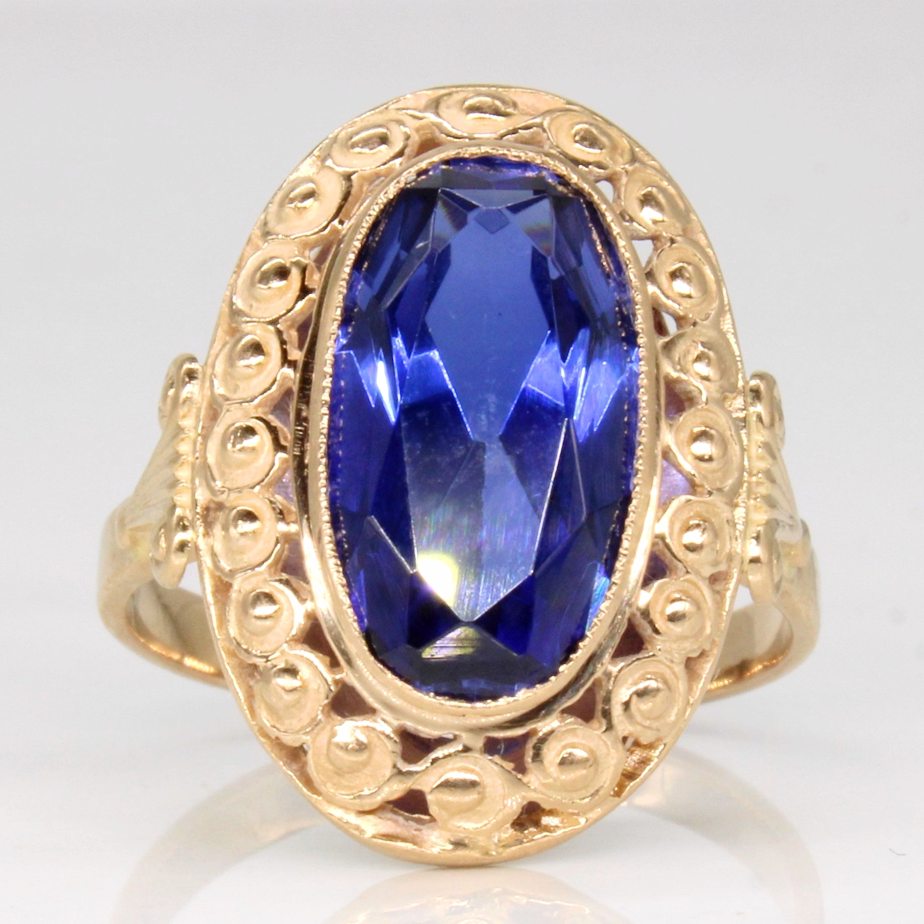Synthetic Sapphire Cocktail Ring | 4.60ct | SZ 8.75 |