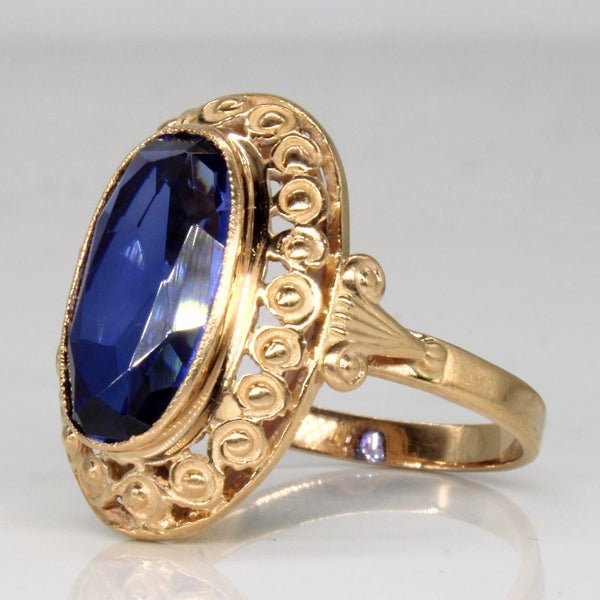 Synthetic Sapphire Cocktail Ring | 4.60ct | SZ 8.75 |