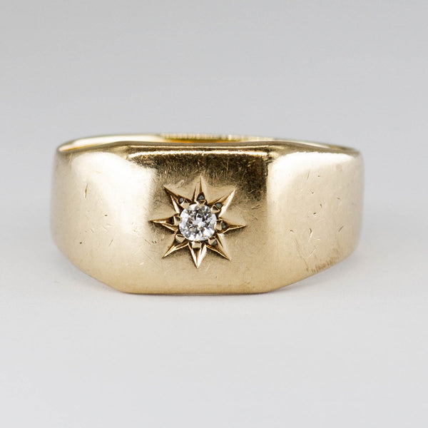 1860 Birmingham Hallmarked Victorian Signet Old European Diamond Ring | SZ 8 |