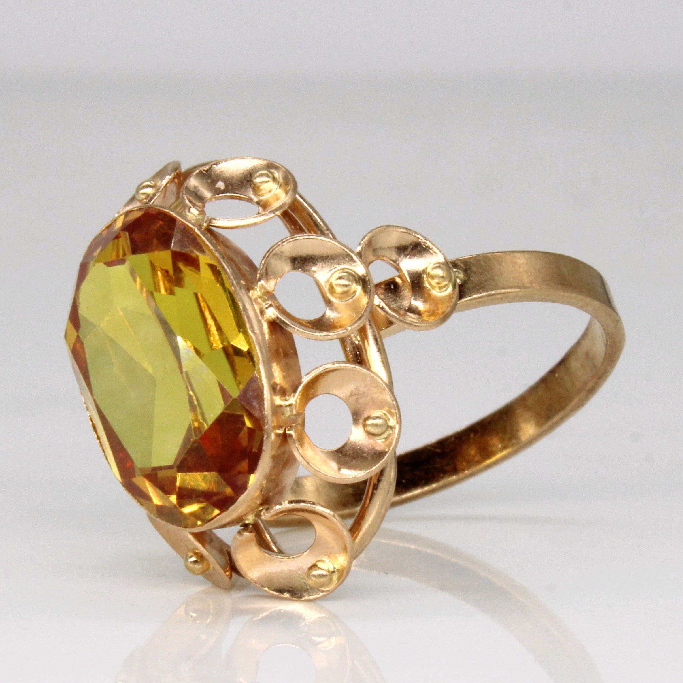 Synthetic Yellow Sapphire Cocktail Ring | 7.10ct | SZ 9.25 |