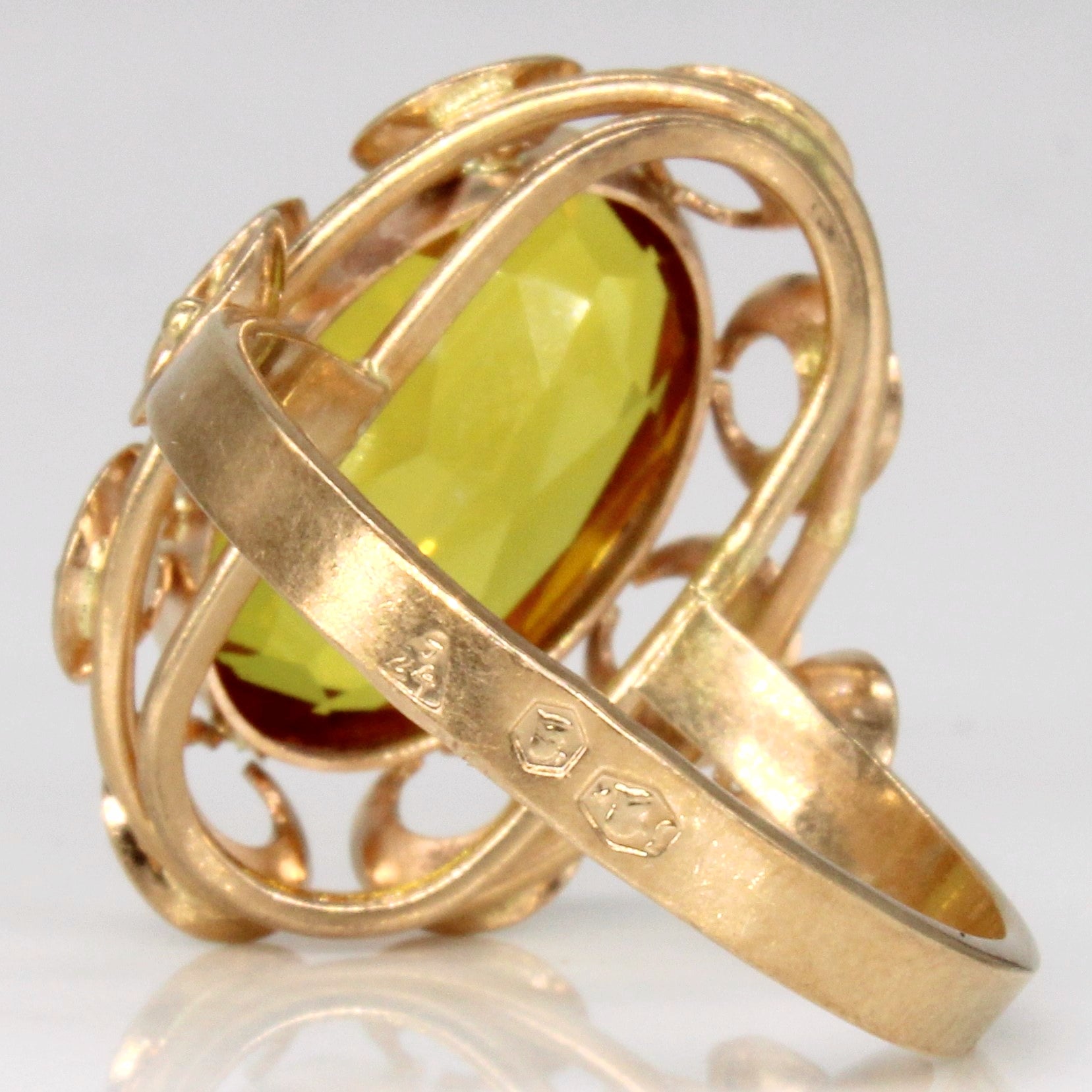 Synthetic Yellow Sapphire Cocktail Ring | 7.10ct | SZ 9.25 |