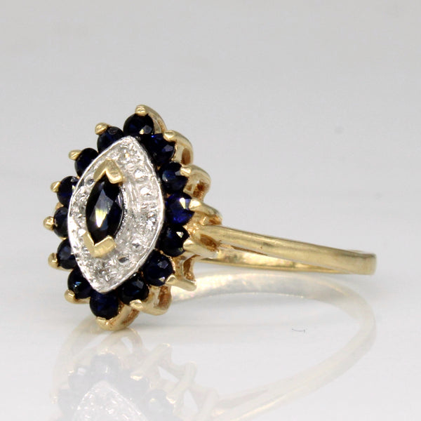 Sapphire & Diamond Halo Ring | 0.35ctw, 0.02ctw | SZ 7 |