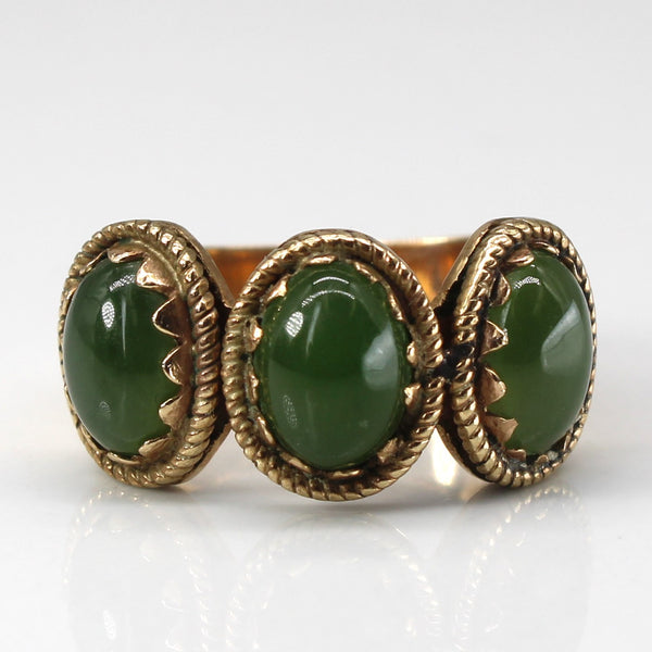 Three Stone Jade Ring | 3.45ctw | SZ 6.75 |