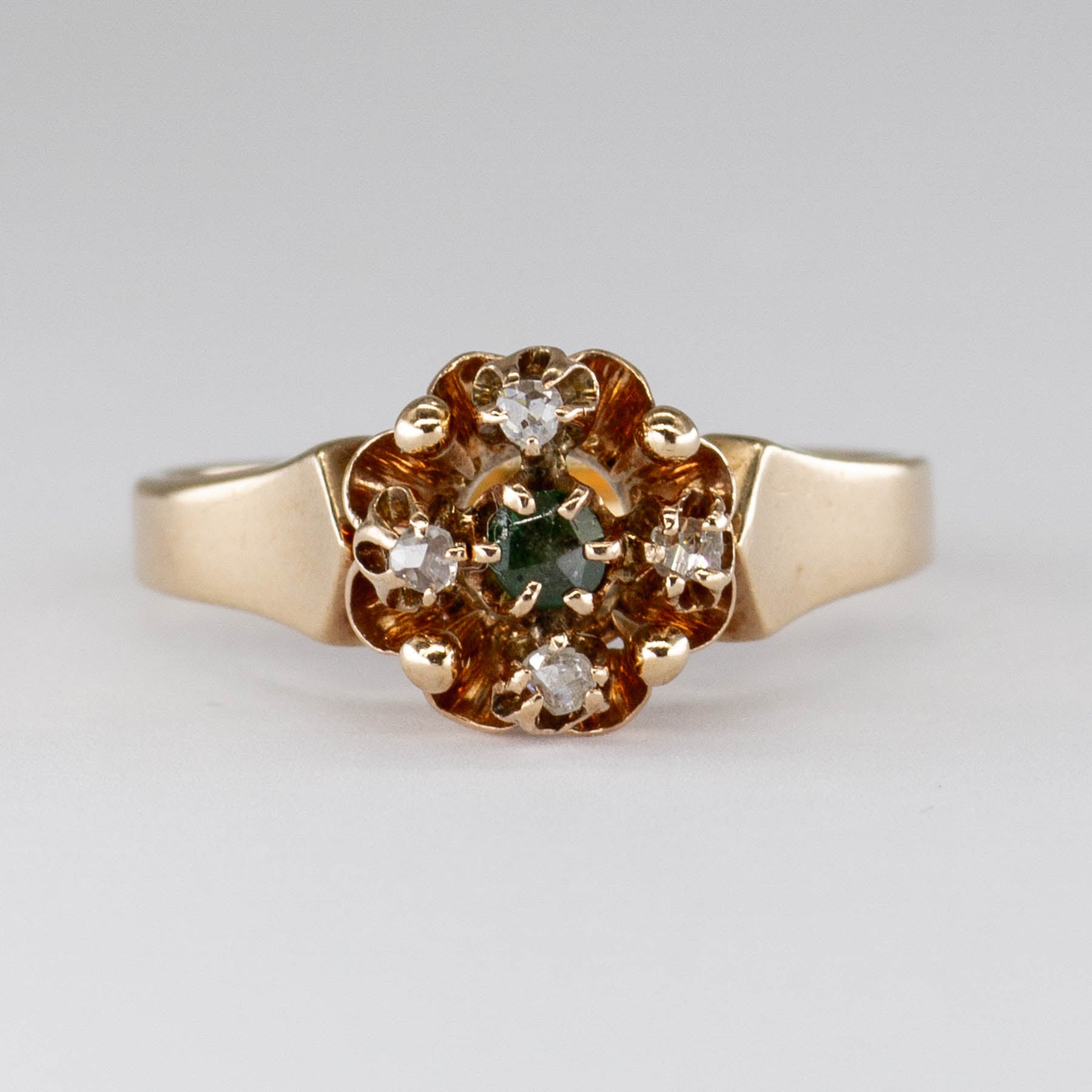 Vintage Cluster Rose Cut Diamond 10k Ring | 0.06ct | SZ 6.5 |