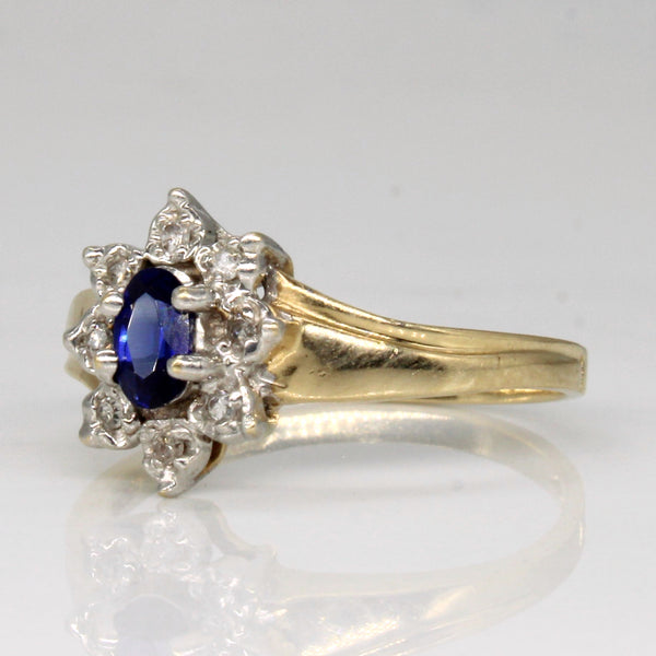 Synthetic Sapphire & Diamond Ring | 0.24ct, 0.04ctw | SZ 6.75 |