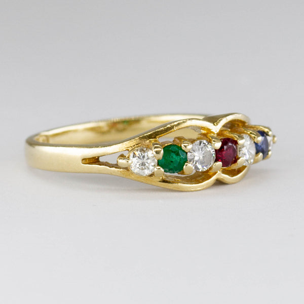 Diamond, Ruby, Sapphire and Emerald 14k Ring | 0.25ctw, 0.18ctw | SZ 5.75|