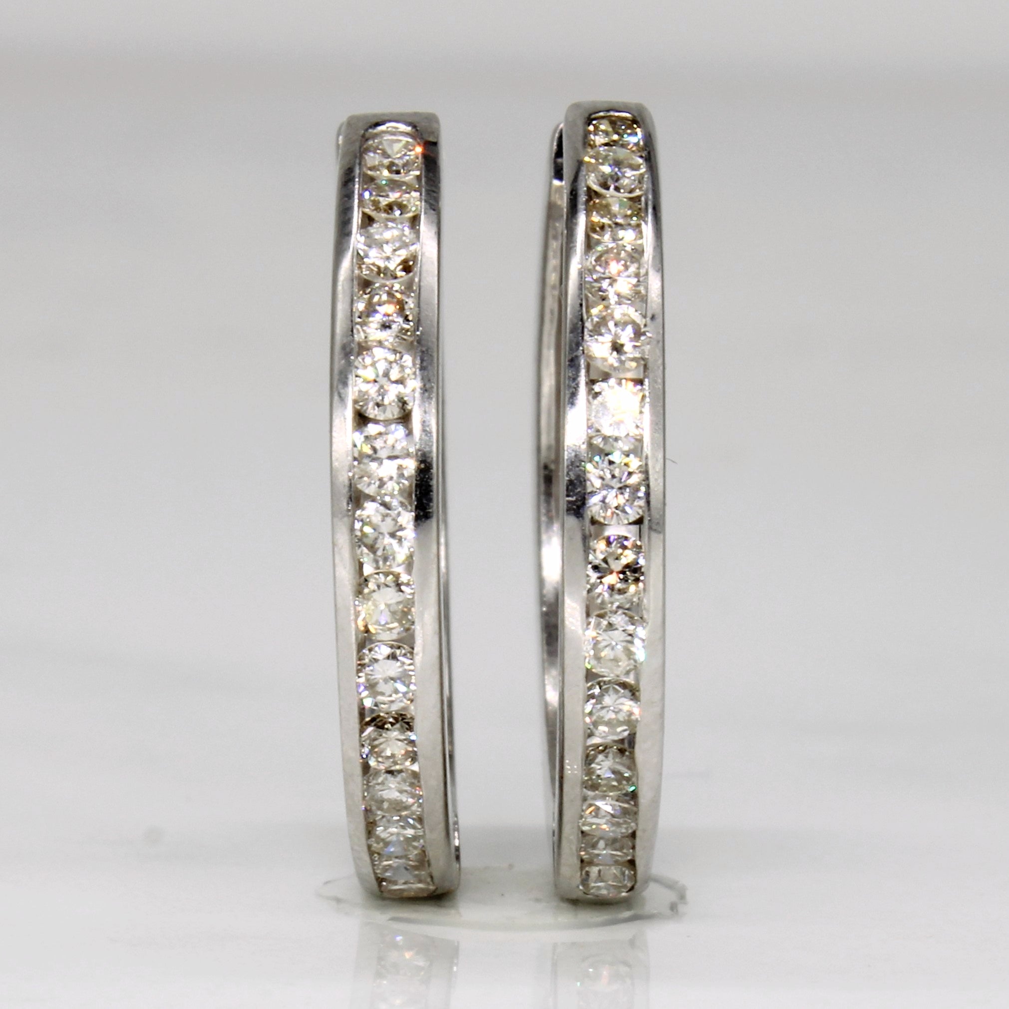 Channel Set Diamond Hoop Earrings | 0.84ctw |