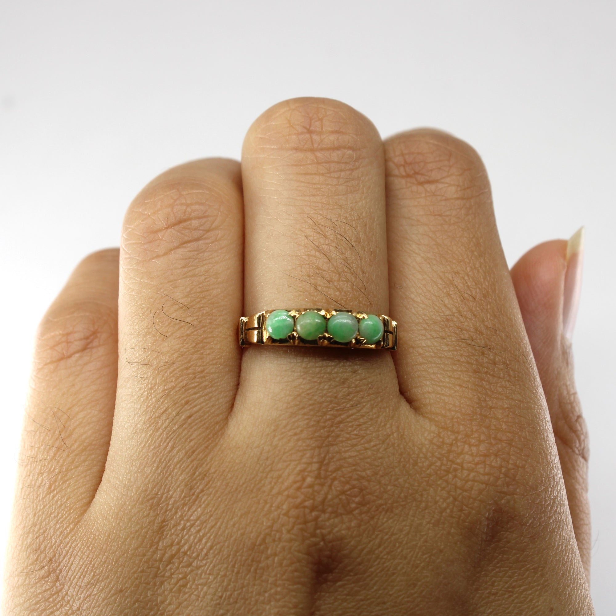 Four Stone Jade Ring | 0.44ctw | SZ 7.25 |