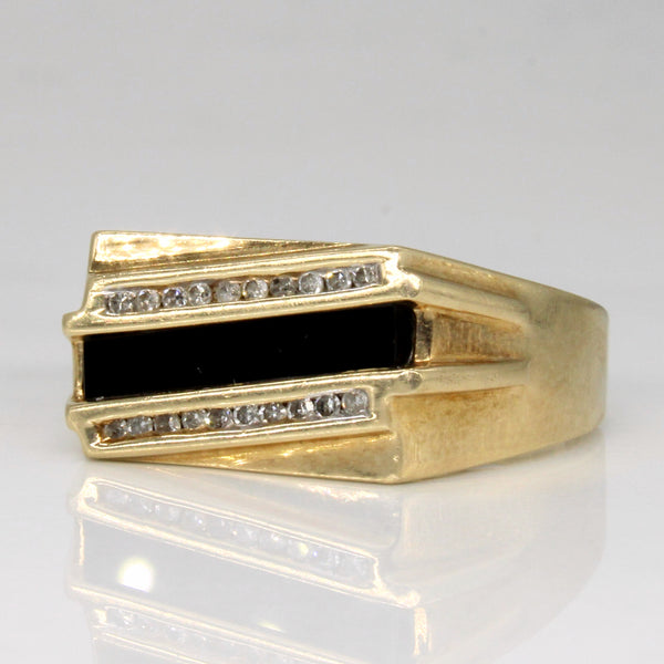 Onyx & Diamond Cocktail Ring | 0.65ct, 0.10ctw | SZ 10.25 |