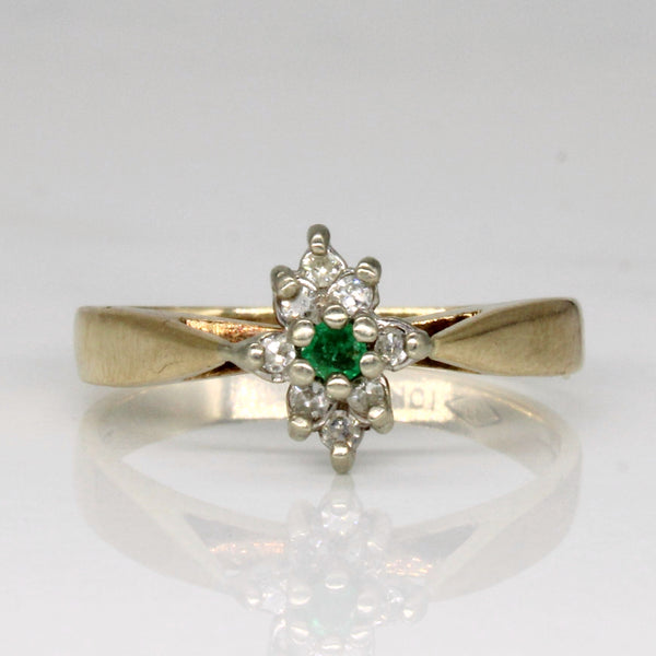 High Set Diamond & Emerald Ring | 0.06ctw, 0.02ct | SZ 6.25 |