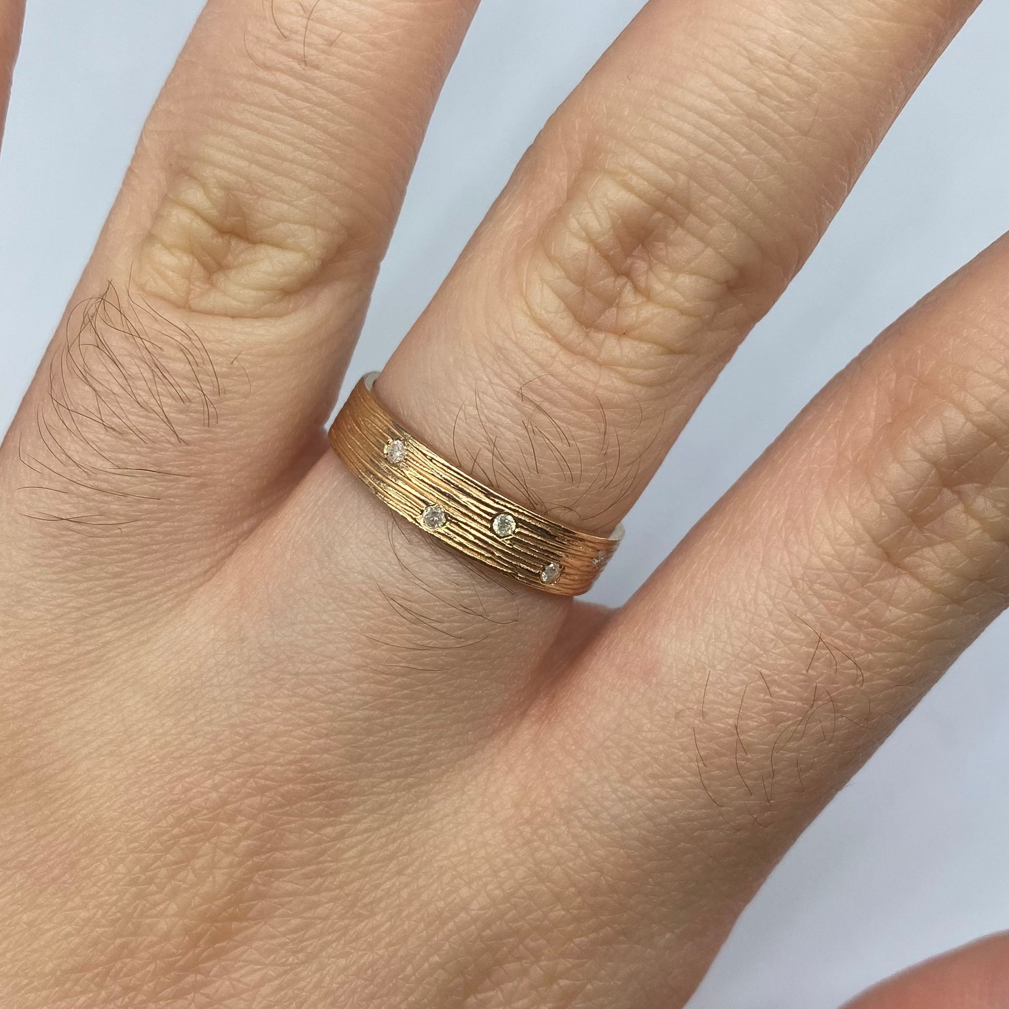 Rose Gold Flush Set Diamond 14k Ring | 0.05ctw | SZ 6.75 |