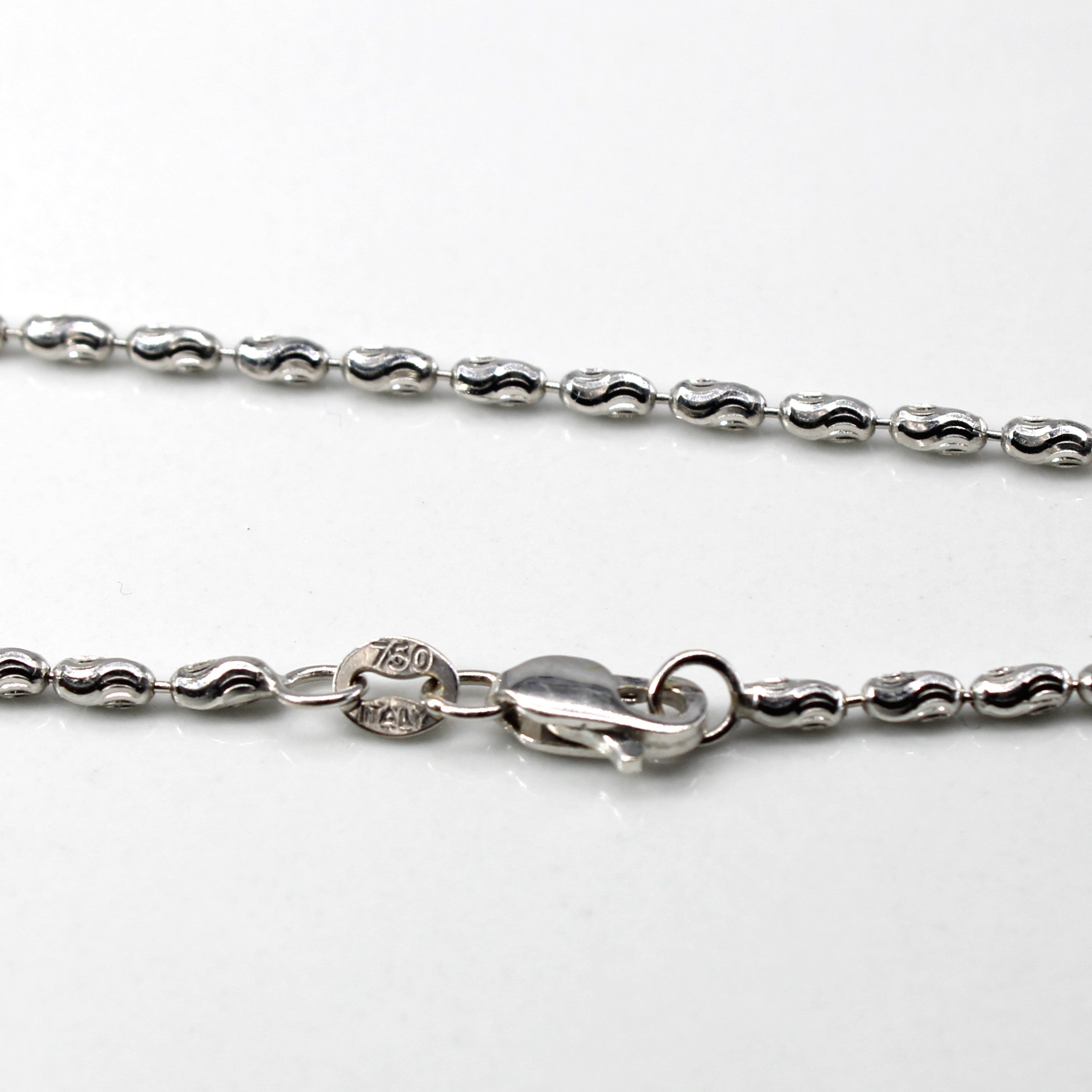 18k White Gold Beaded Chain | 18"|
