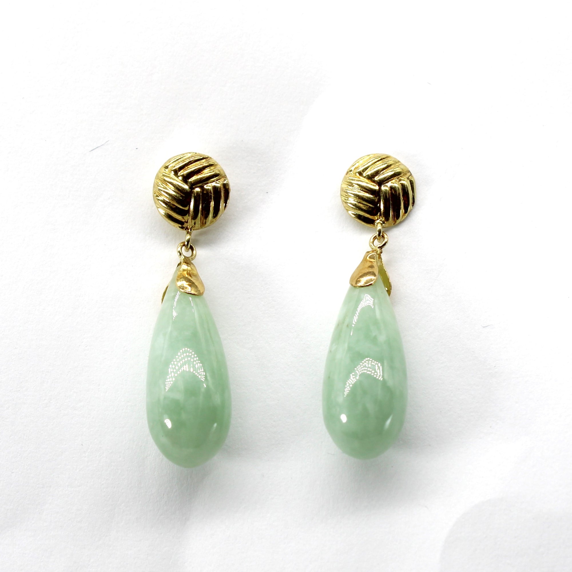 Tear Drop Jadeite Dangle Earrings | 13.00ctw |