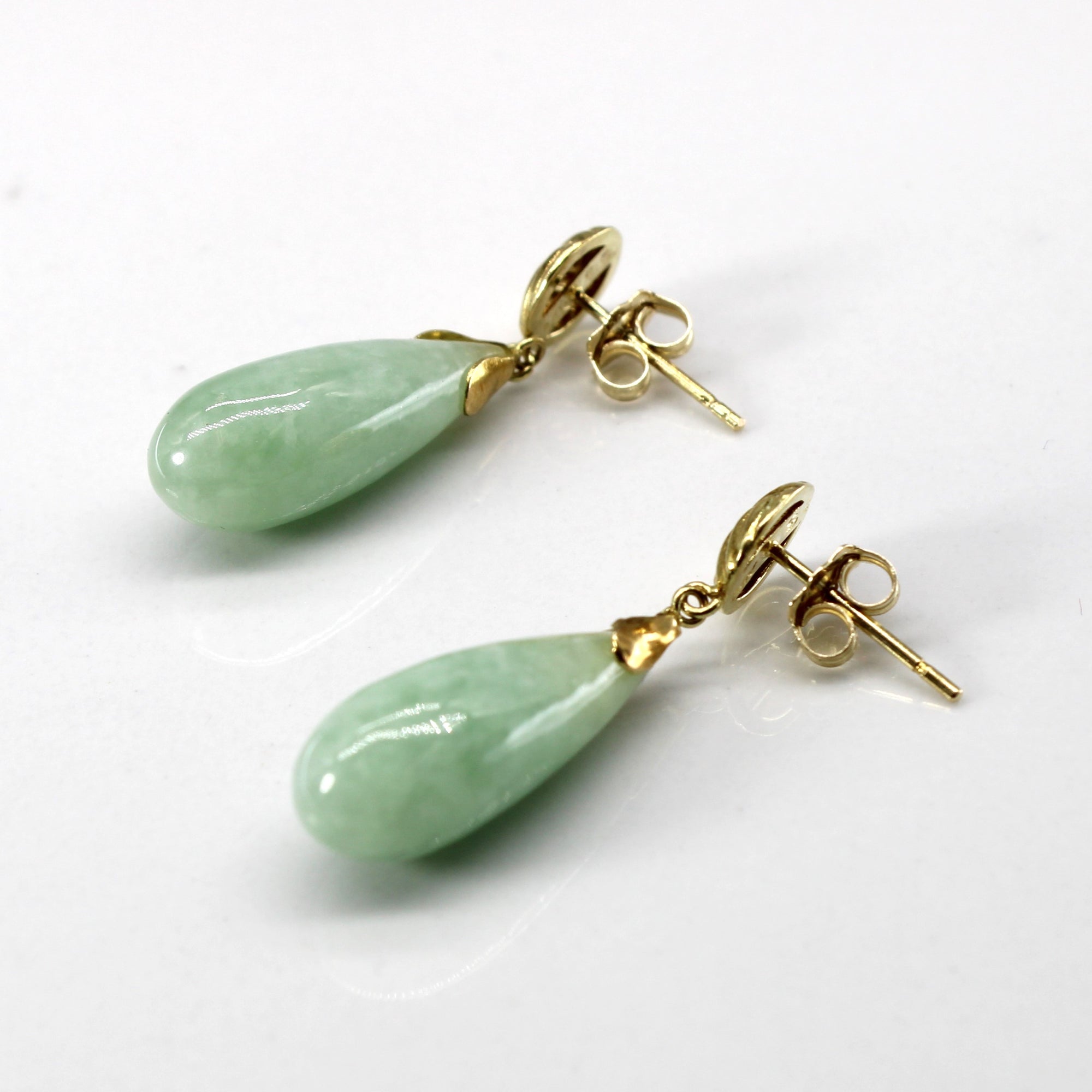 Tear Drop Jadeite Dangle Earrings | 13.00ctw |