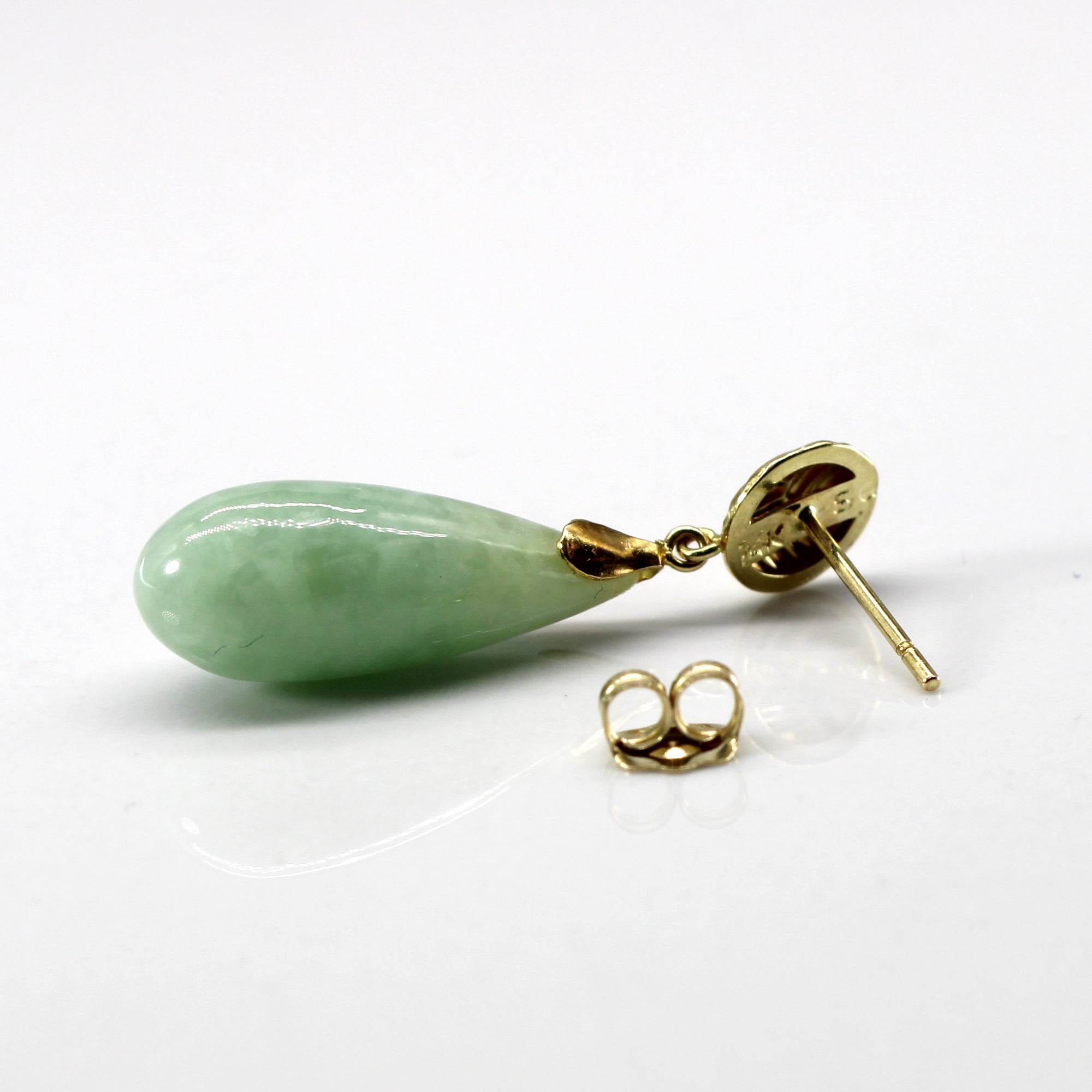 Tear Drop Jadeite Dangle Earrings | 13.00ctw |