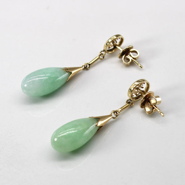 Tear Drop Jadeite Dangle Earrings | 8.00ctw |