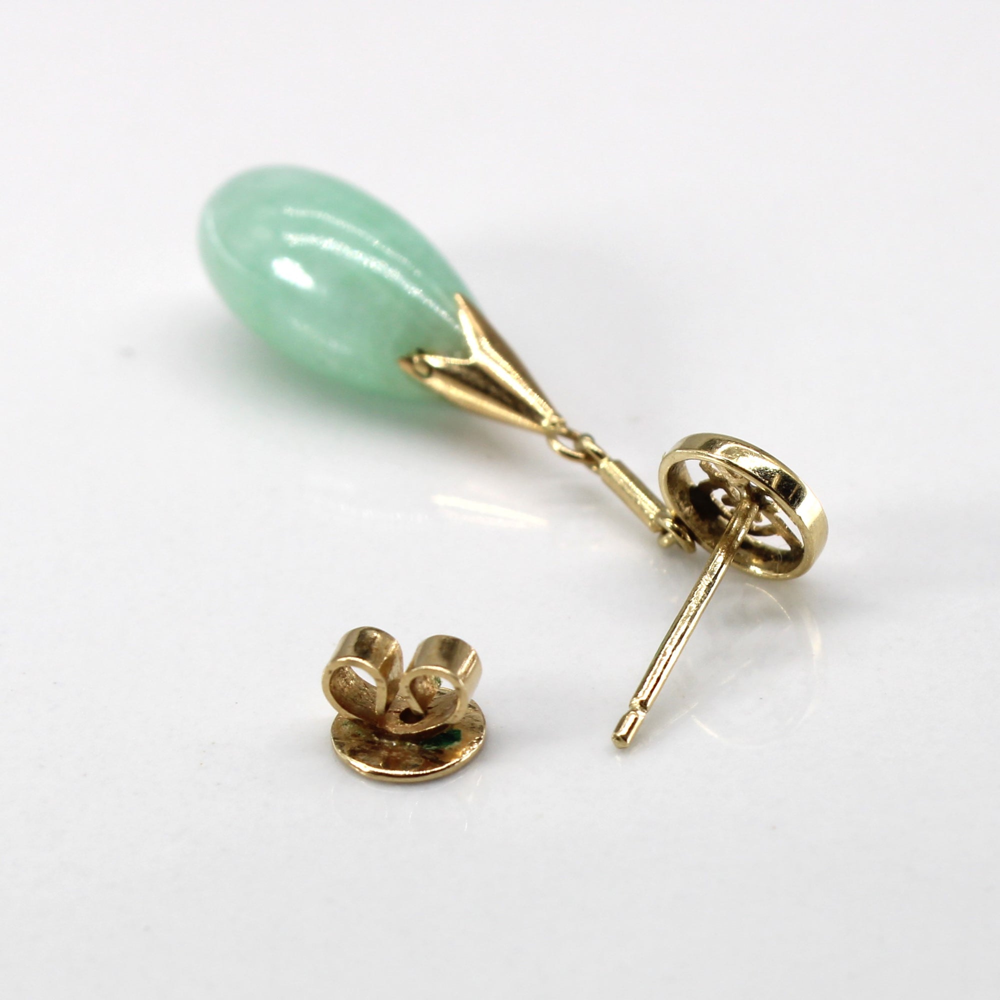 Tear Drop Jadeite Dangle Earrings | 8.00ctw |