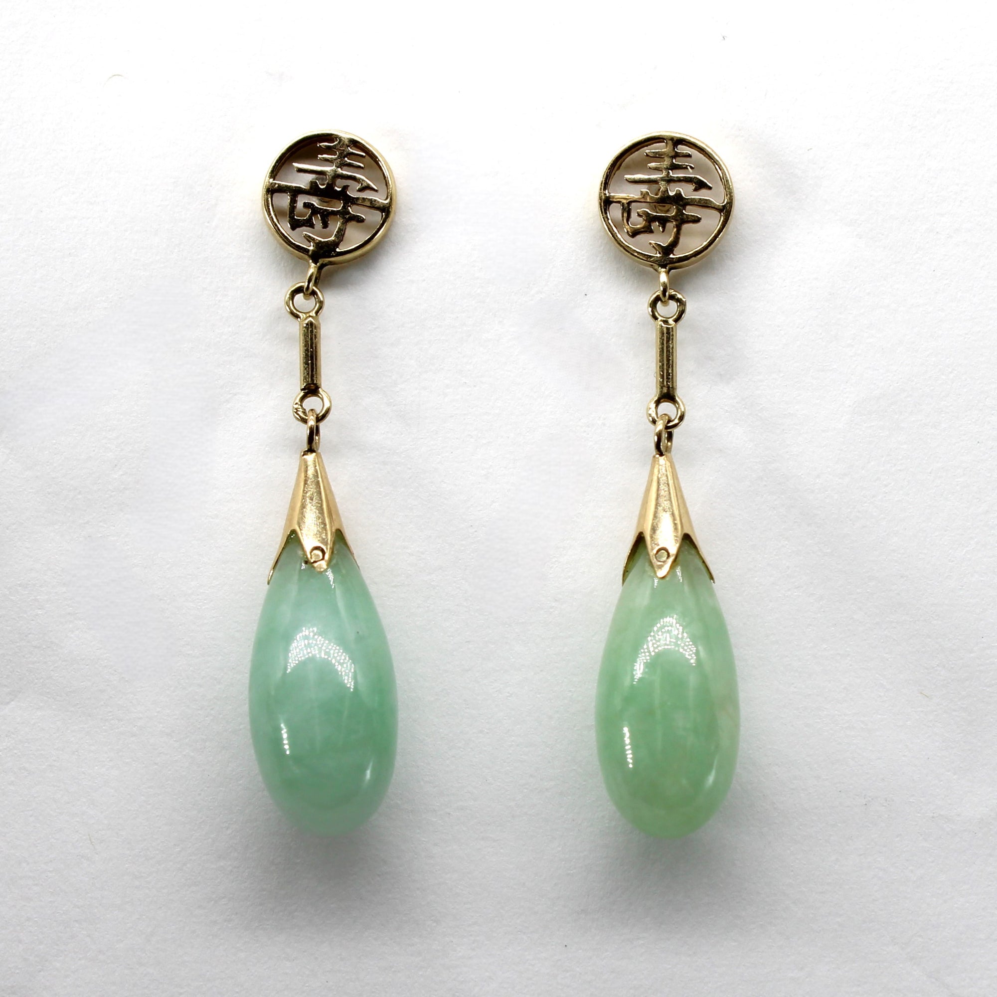 Tear Drop Jadeite Dangle Earrings | 8.00ctw |