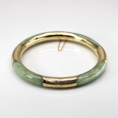 14k Yellow Gold Jadeite Gold Bangle | 7