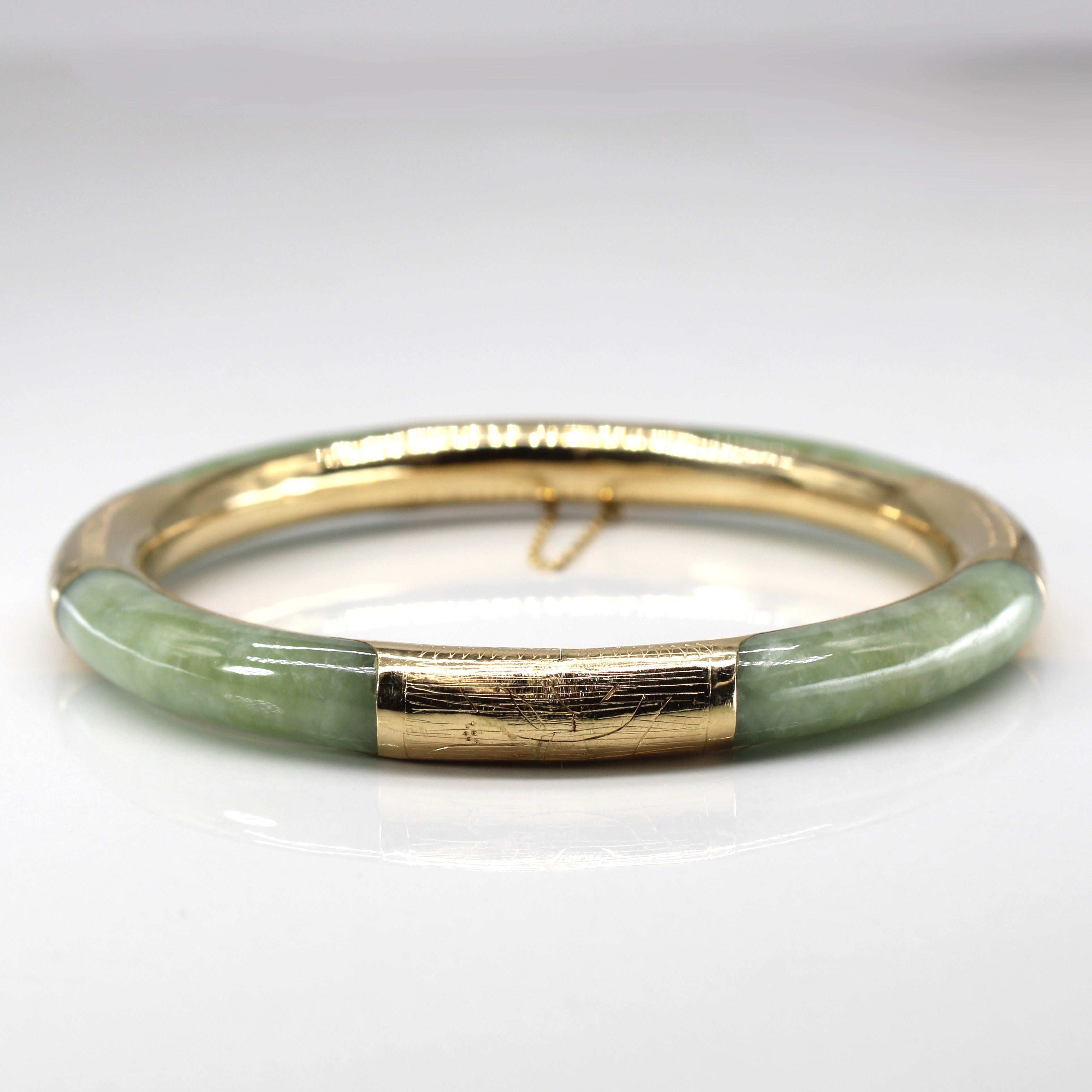 14k Yellow Gold Jadeite Gold Bangle | 7" |