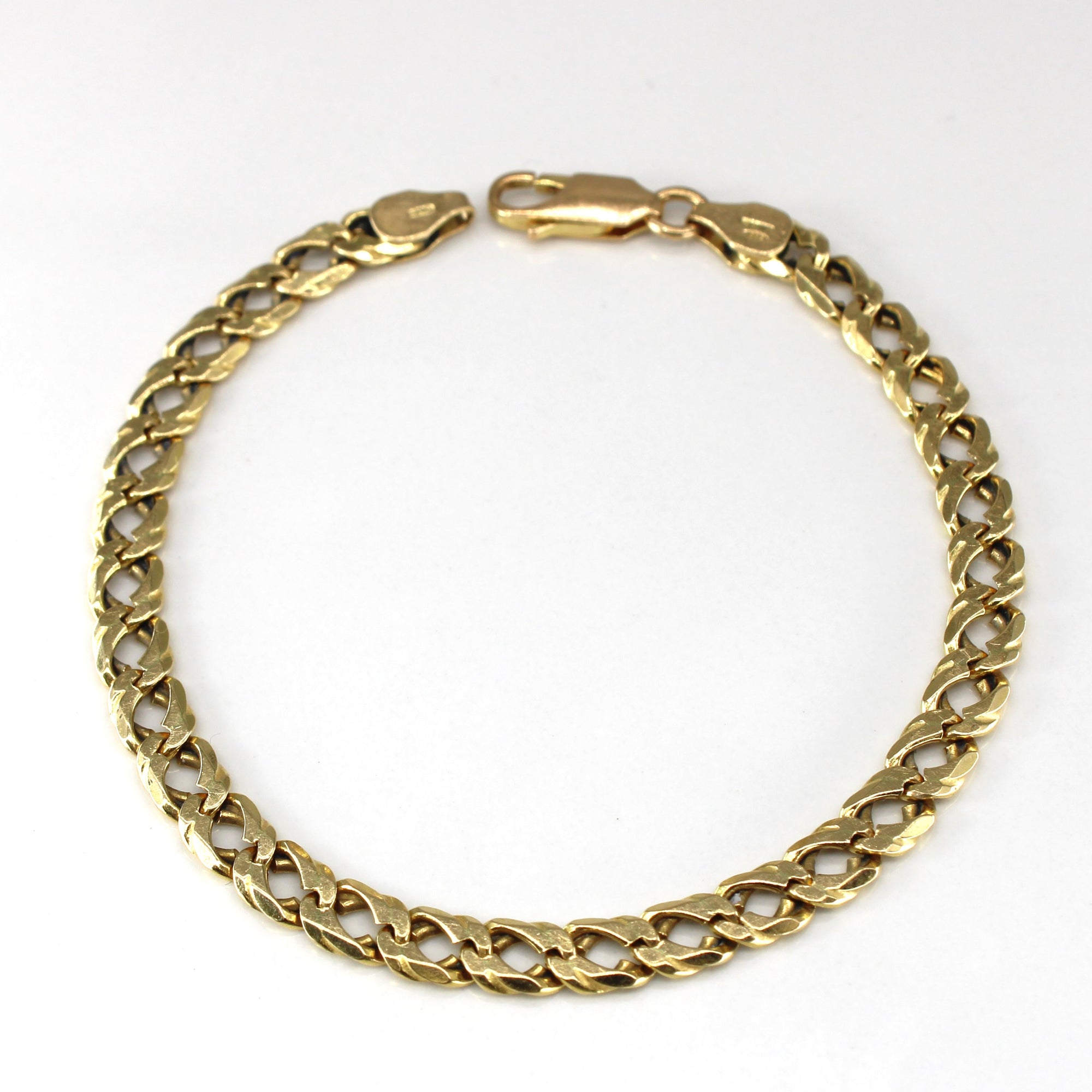 14k Yellow Gold Curb Link Chain Bracelet | 8