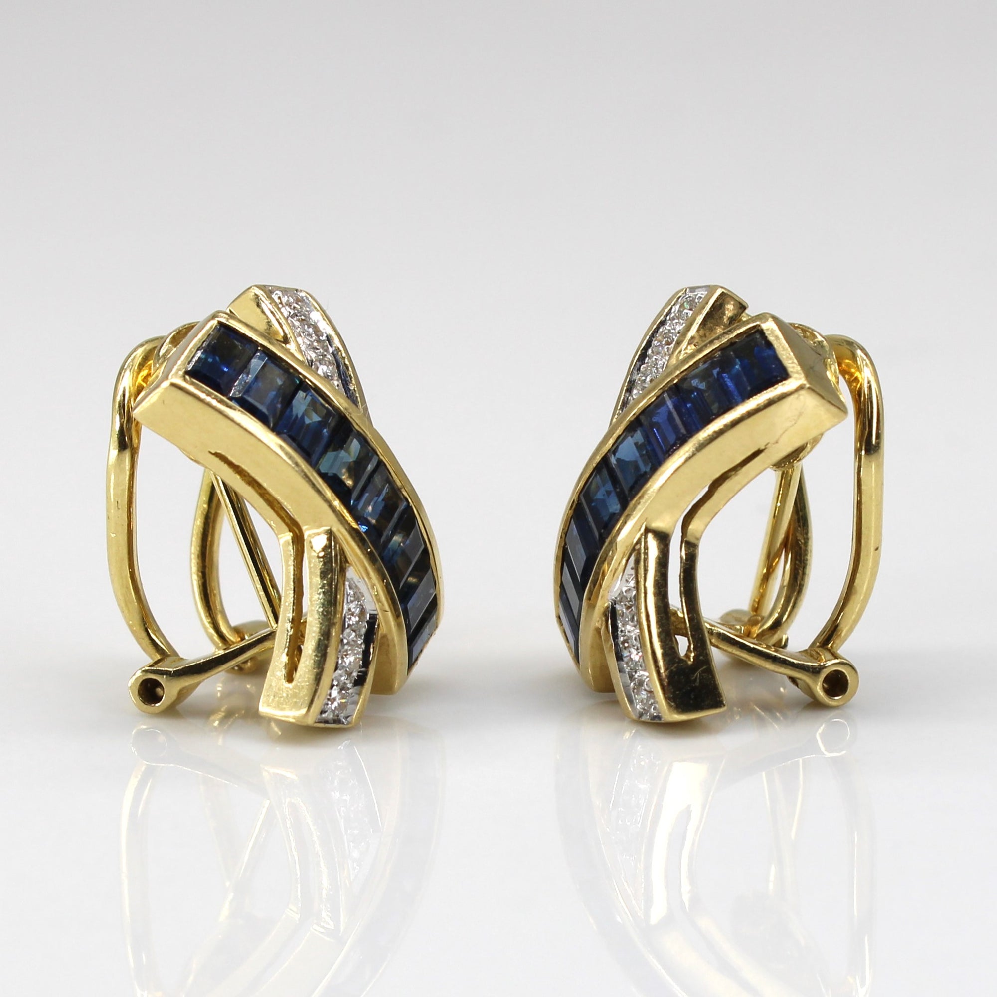 Sapphire & Diamond Crossover Earrings | 1.40ctw | 0.18ctw |