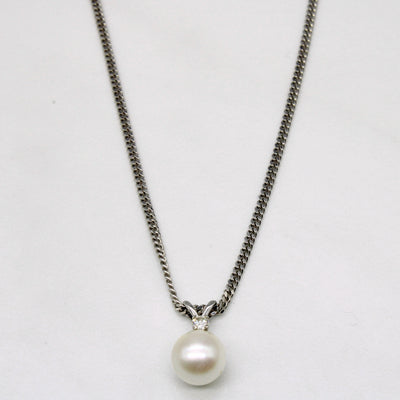 Pearl & Diamond Pendant & Necklace | 0.04ct | 18