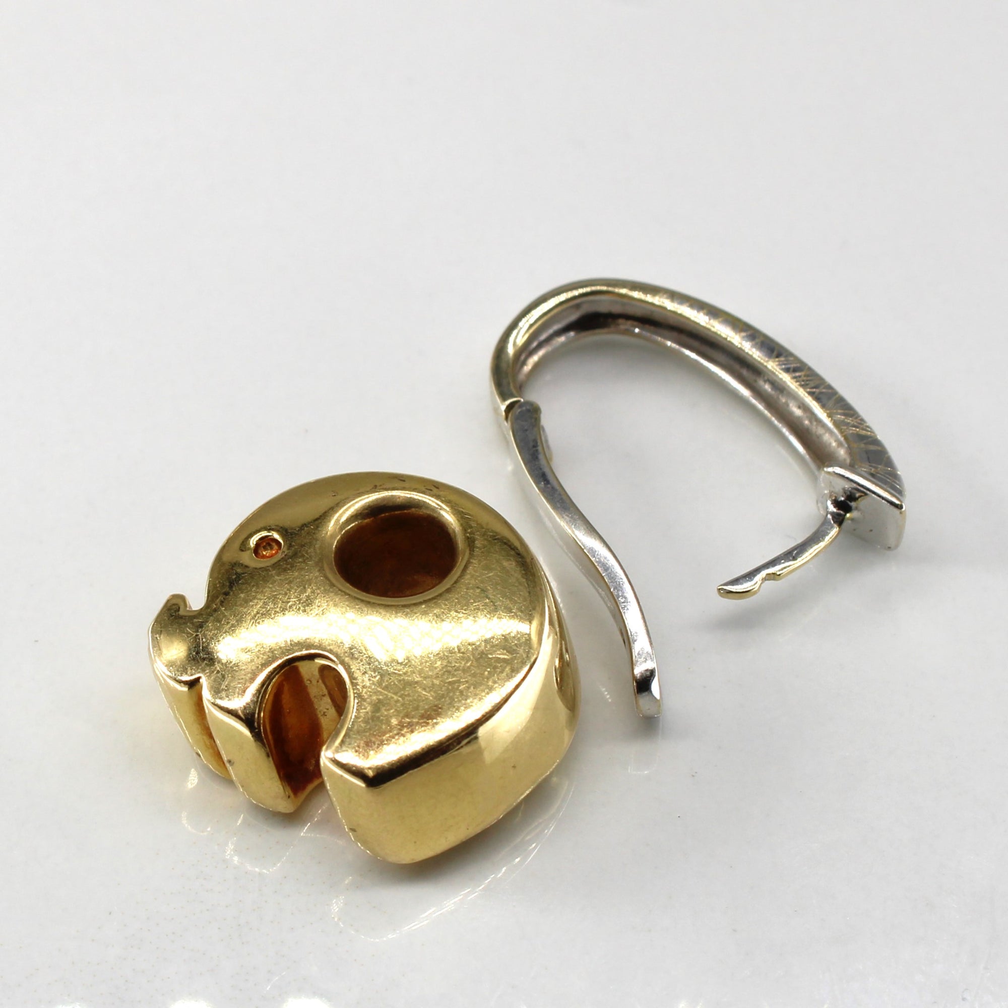 Two Tone Gold Drop Elephant Dangle Earrings