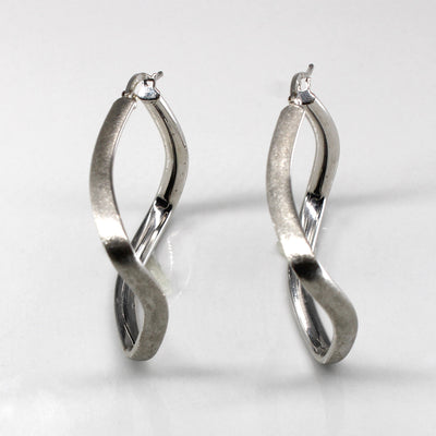 White Gold Wavy Hoop Earrings